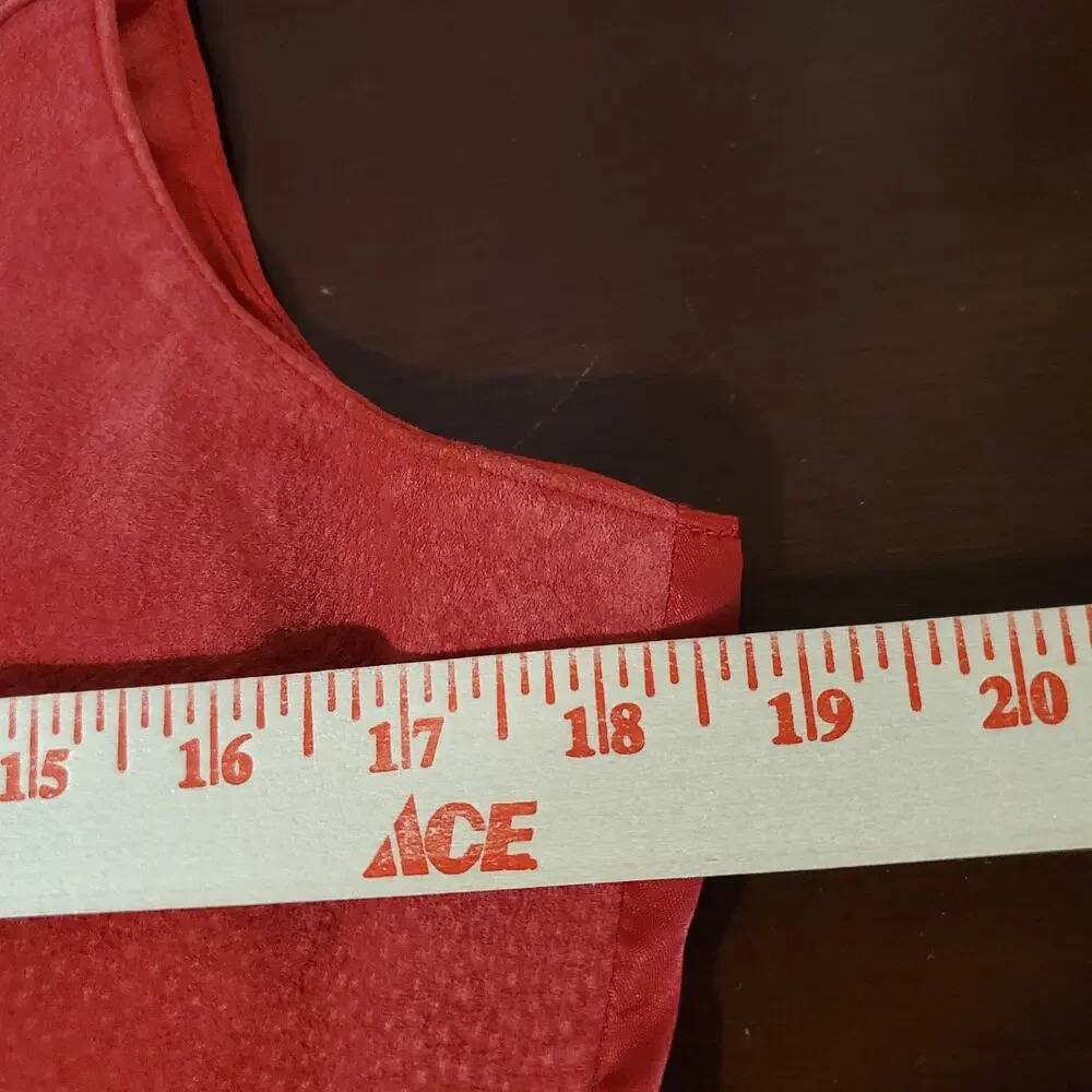 Vtg Lord & Taylor Silky Split Pig Leather Double Breasted Waistcoat Vest 10 Red